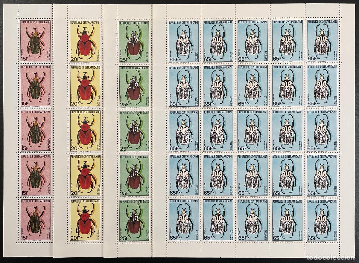 Sellos: Centroafricana 1984 YT 650-653 tabl&oacute;n escarabajos insectos vida silvestre
