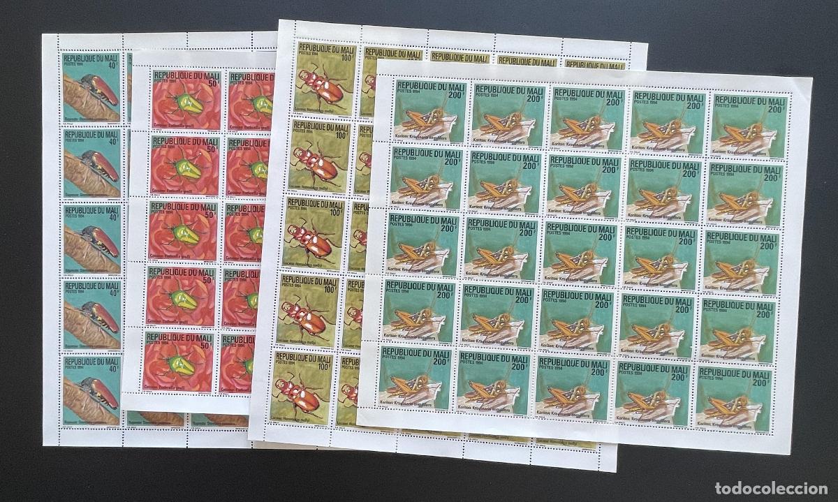 Sellos: Mali 1994 YT 626-629 bloque insectos cole&oacute;pteros saltamontes fauna