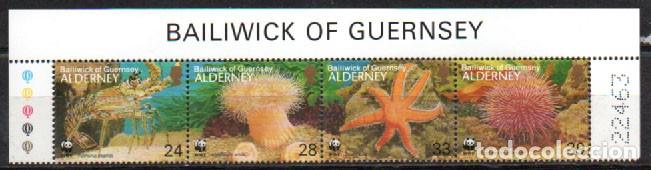 Sellos: Alderney (Gran Breta&ntilde;a) Ivert n&ordm; 61/4, Fauna marina de Alderney, nuevo ***, serie completa