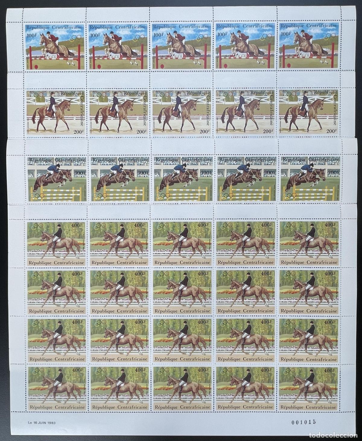 Sellos: Centroafricano 1983 YT PA 276-279 tabl&oacute;n equitaci&oacute;n salto a caballo JO