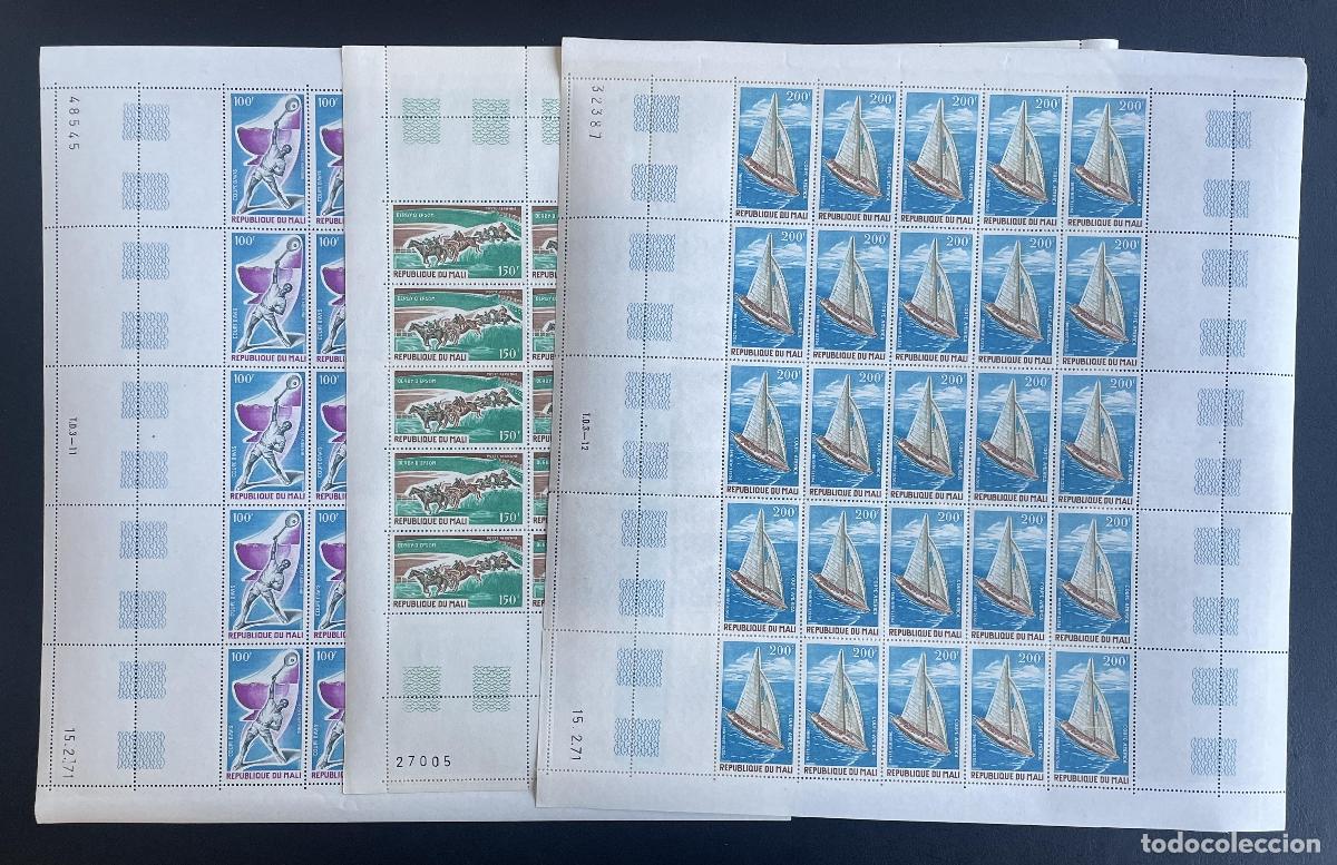 Sellos: Mali 1971 YT PA 116-118 tenis carreras caballos velero