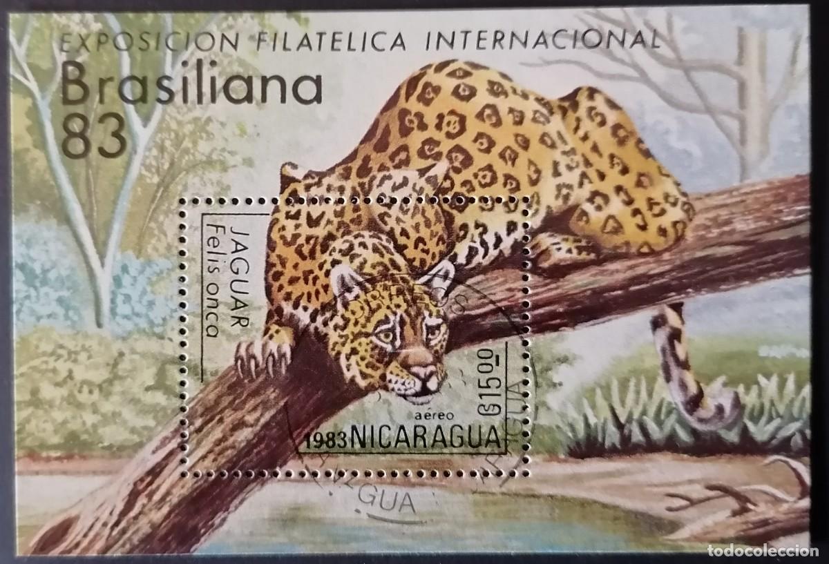 Sellos: NICARAGUA 1983 - HB BRASILIANA '83 / JAGUAR .
