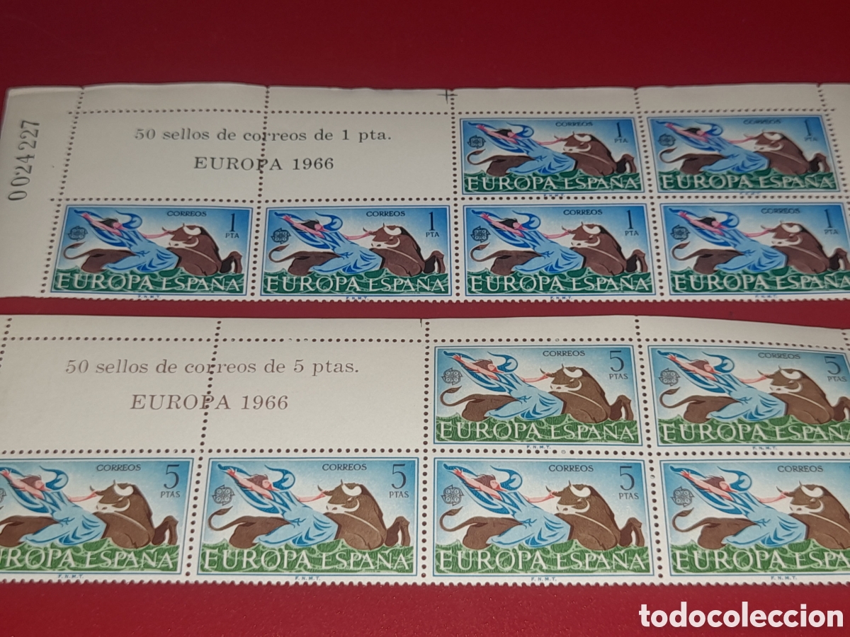 Sellos: Sello Espa&ntilde;a nuevo 1966. Emison conjunta Europa. CEPT. Toro. Fauna. El rapto. Mitolog&iacute;a. Fauna. Vaca