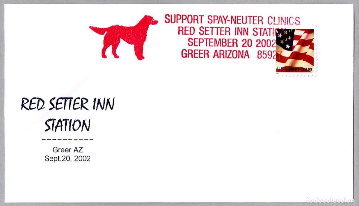 Sellos: Matasellos PERROS - RED SETTER - SETTER IRLANDES ROJO. Greer AZ, Estados Unidos, 2002