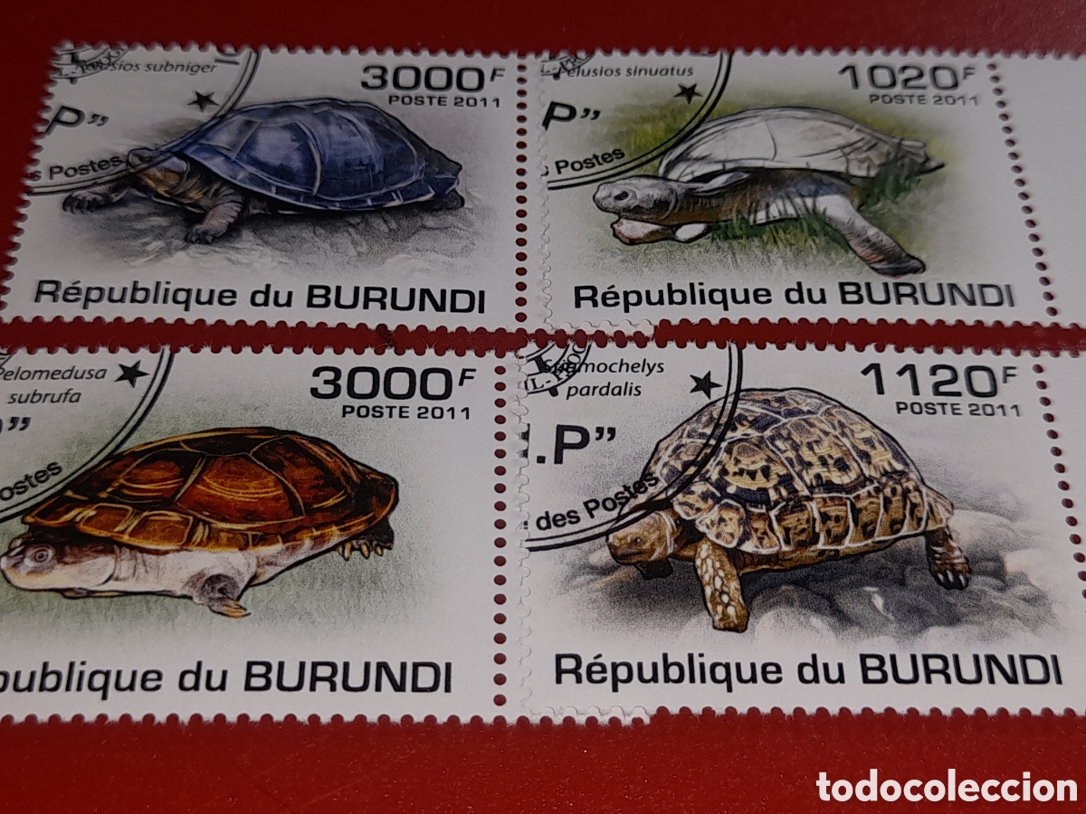 Sellos: Sello Burundi mtdo 2011. Tortugas. Animales salvajes. Reptiles. Gal&aacute;pagos. Fauna. Naturaleza