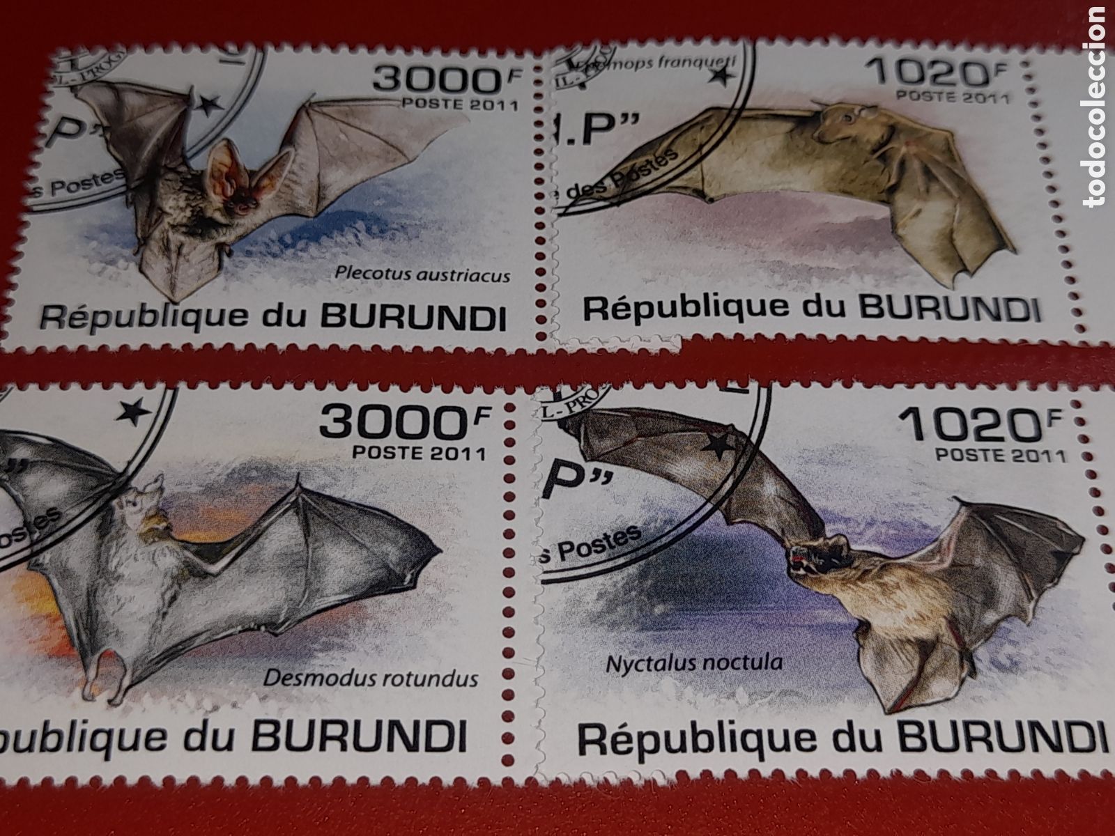 Sellos: Sello Burundi mtdo 2011. Fauna, vida marina. Cangrejo. Crustaceo. Manta. Raya. Tibur&oacute;n. Mam&iacute;feros.