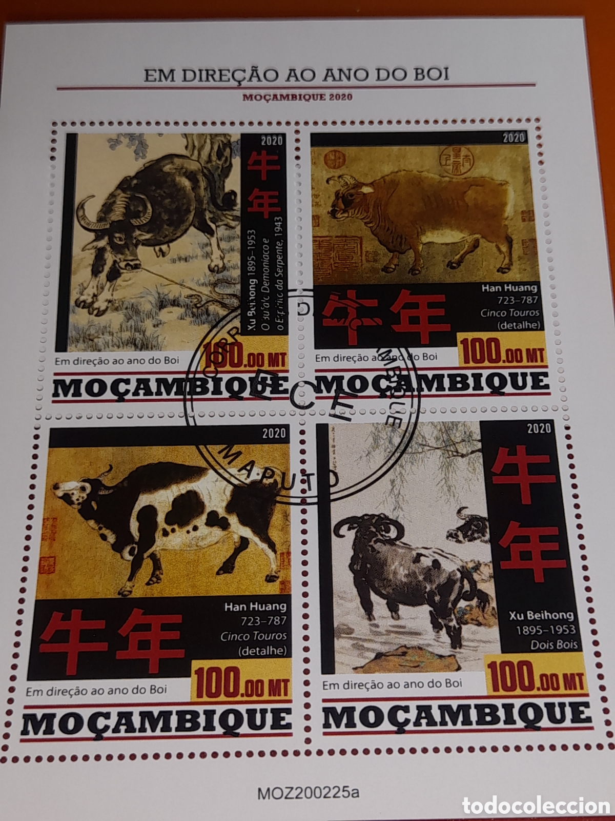 Sellos: HB Mozambique mtdo 2019. Animales salvajes. Bufalo. Mamifero. Ganado. Herbivoro. A&ntilde;o nuevo chino
