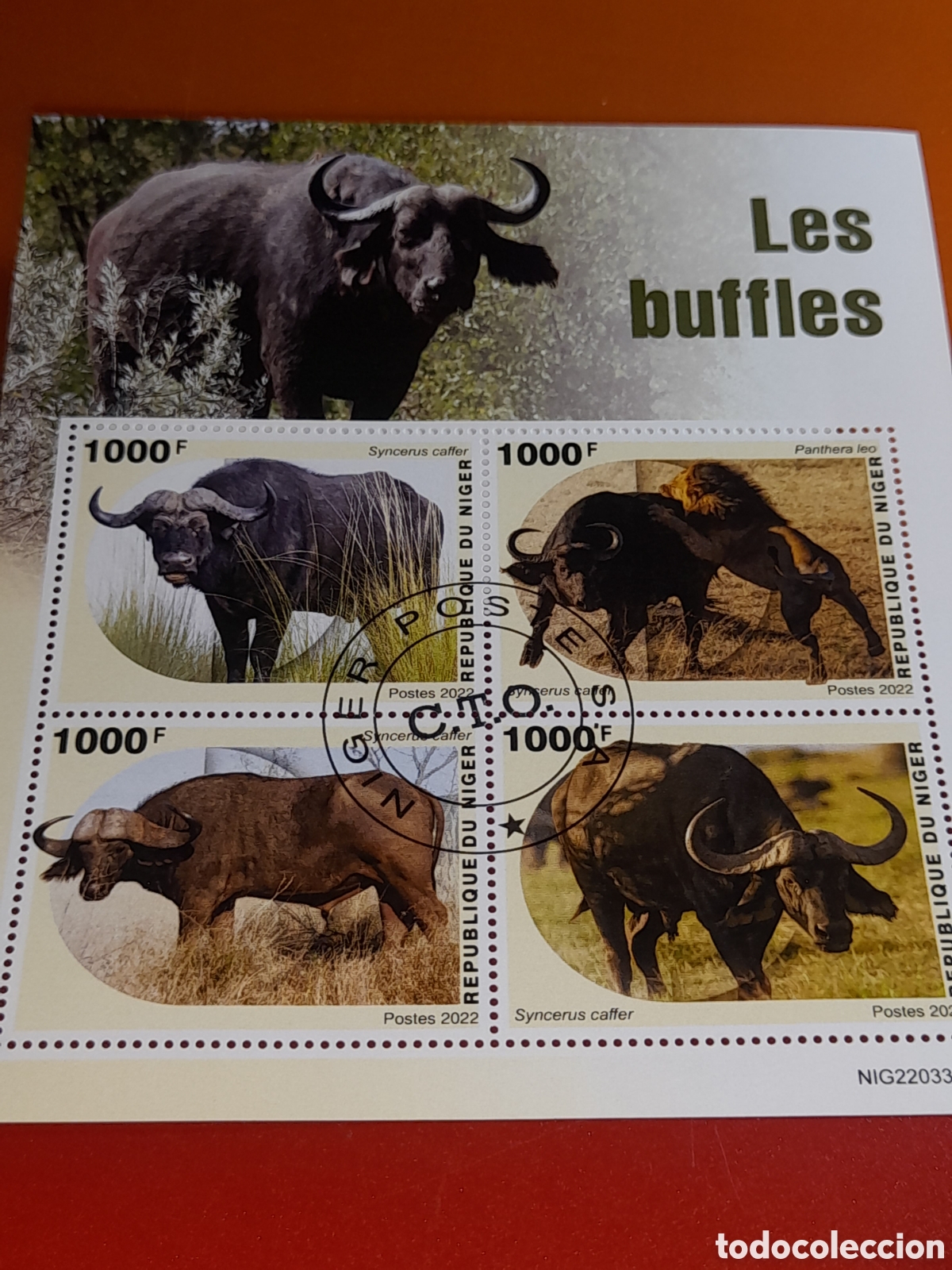 Sellos: HB N&iacute;ger mtdo 2022. Animales salvajes. Bufalo. Mamifero. Ganado. Herbivoro. Toro. Fauna.