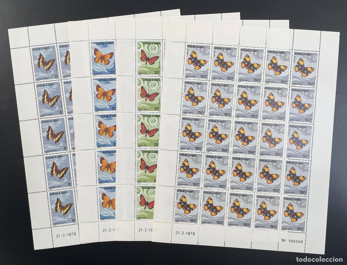 Sellos: Yibuti 1978 YT 477-480 bloque mariposas fauna insectos lepid&oacute;pteros