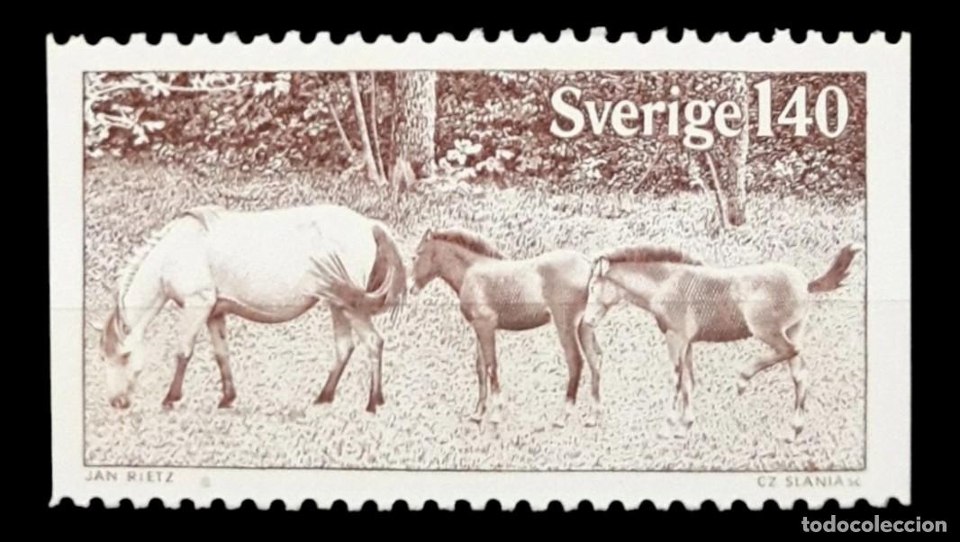 Sellos: SUECIA 1977 Ponis - Caballos. NUEVO - MNH