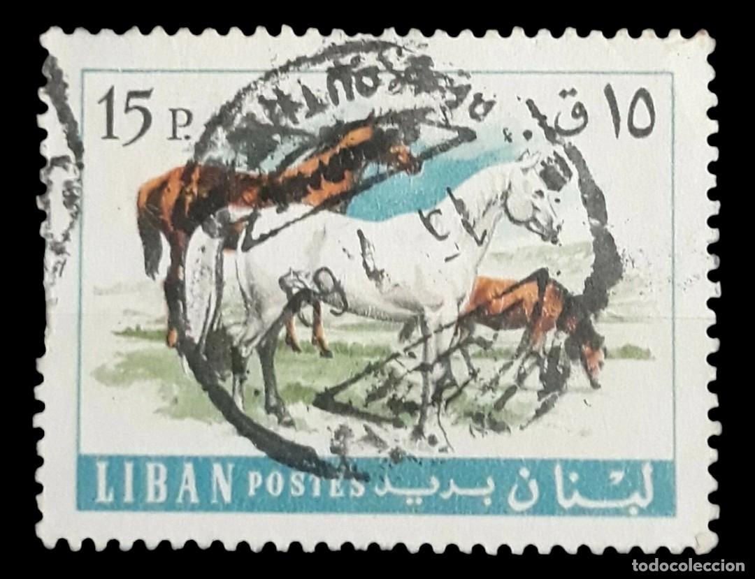 Sellos: L&Iacute;BANO 1968 Caballos - Fauna dom&eacute;stica. USADO.