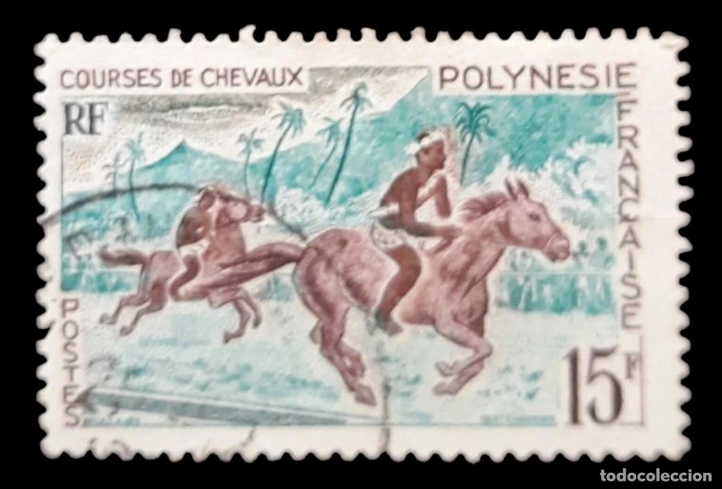 Sellos: POLINESIA FRANCESA 1967 Festivales de julio - Caballos. USADO.