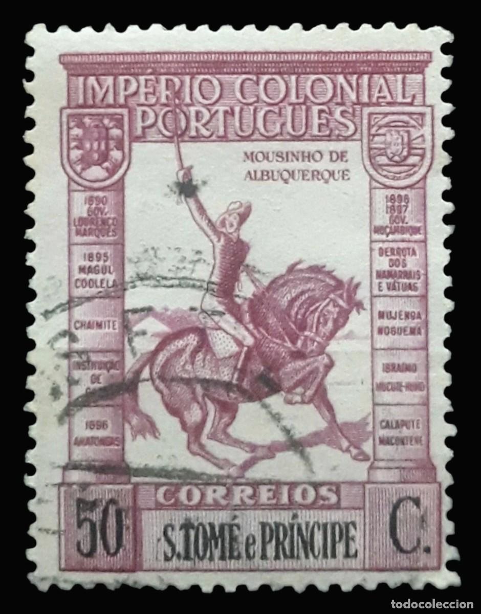 Sellos: SANTO TOM&Eacute; Y PRINCIPE 1939 Caballos - Serie colonial &rdquo;Exploradores y conquistadores&rdquo;. USADO.