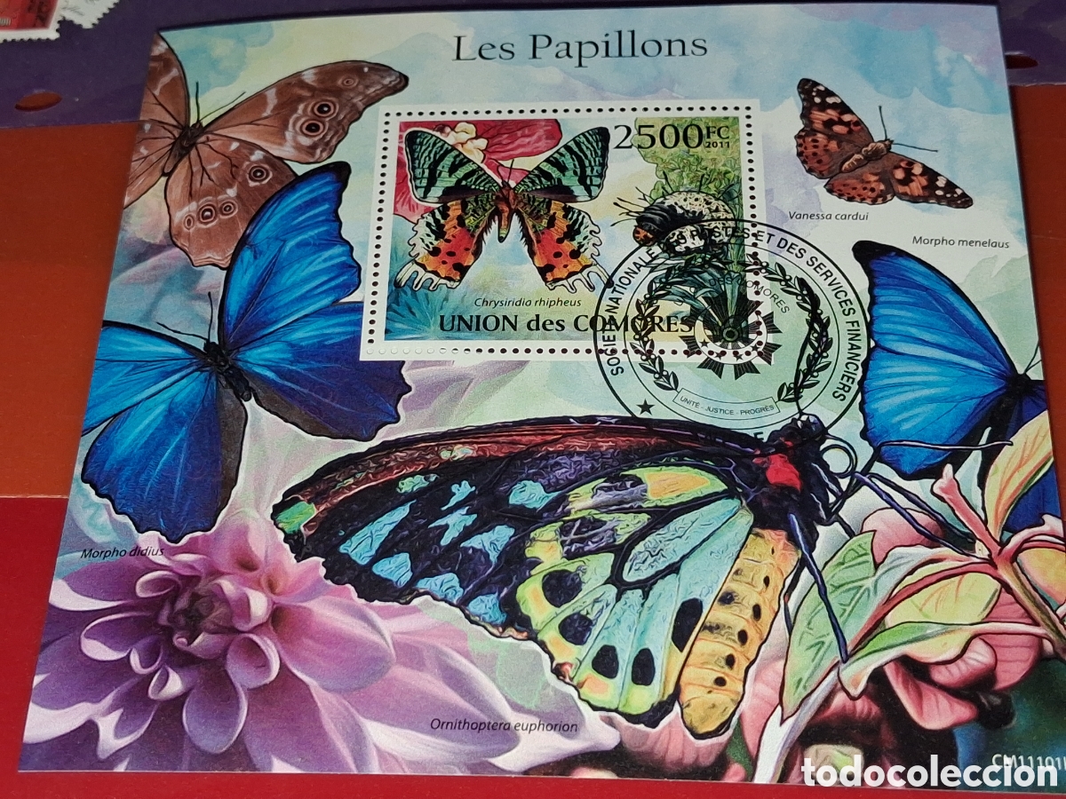 Sellos: HB Comoras mtdo 2011. Mariposa. Polilla. Insectos. Fauna. Naturaleza. Fauna. Flora. Philanippon