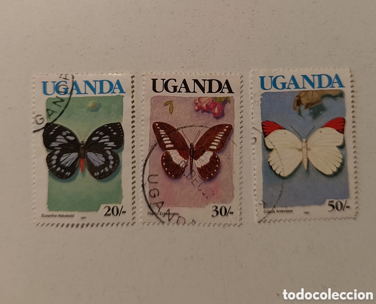 Sellos: UGANDA sello serie mariposas 1991