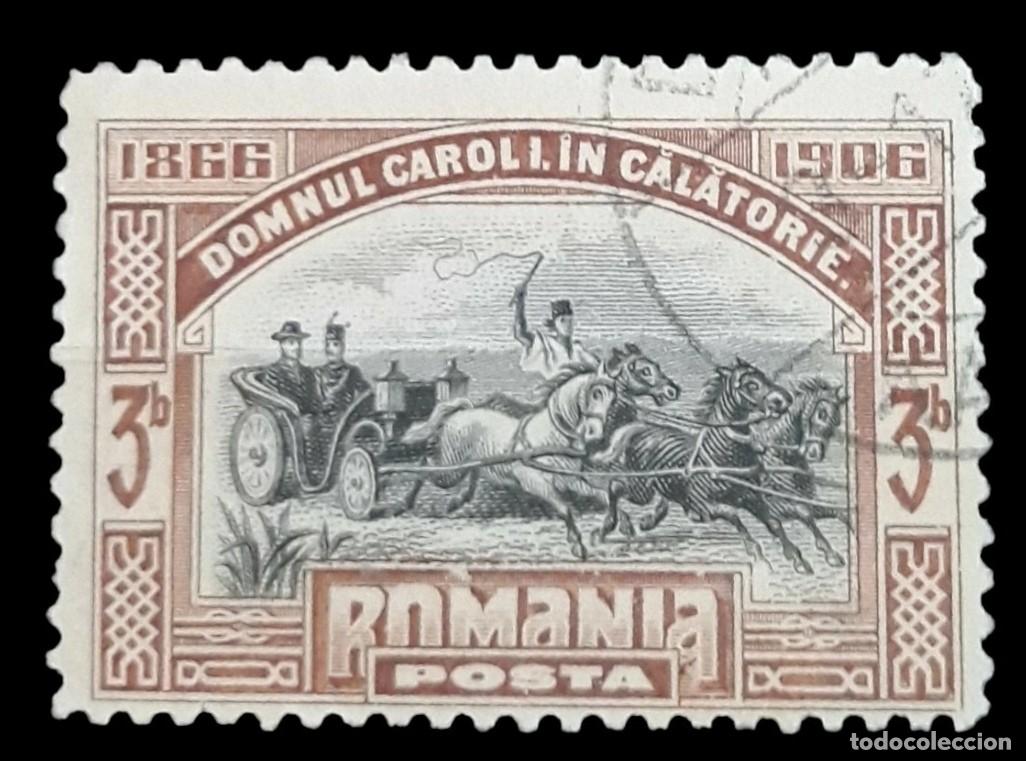 Sellos: RUMANIA 1906 Caballos - 40 Aniversario de la coronaci&oacute;n del rey Carol I. USADO.