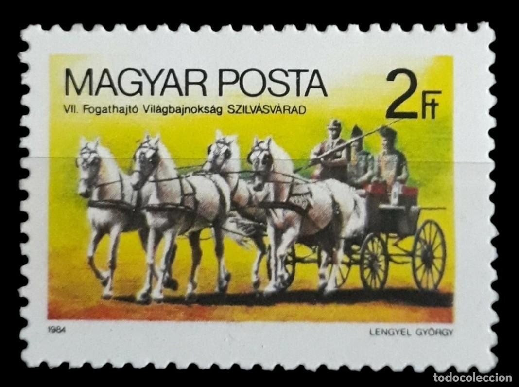 Sellos: HUNGR&Iacute;A 1984 Caballos - 7&ordm; Campeonato mundial de carreras de carros a caballo. Szilva. MNH.
