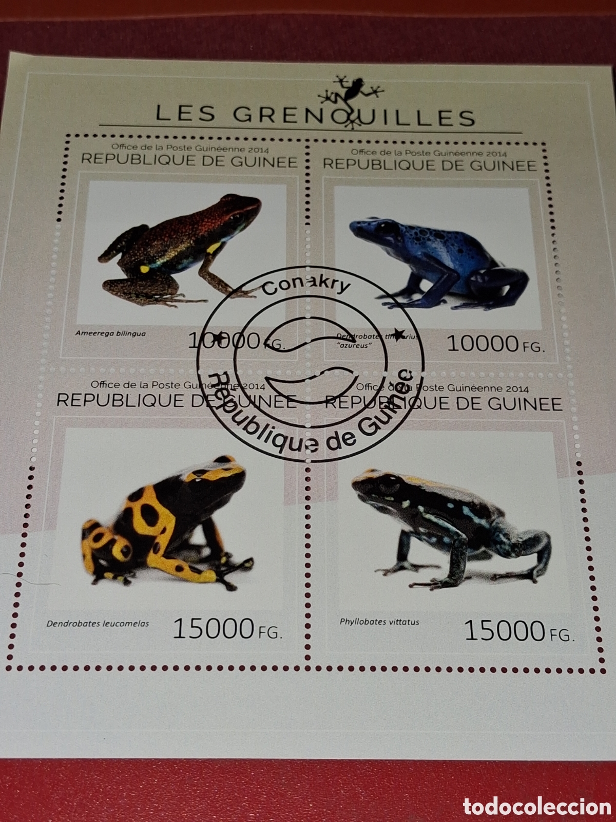 Sellos: H R. Guinea mtdo 2014. Animales salvajes. Venenosos. Ranas. Sapos. Anfibios. Naturaleza