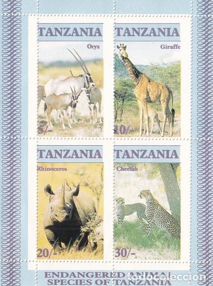 Sellos: HB Tanzania 1986 - Fauna en peligro de extinci&oacute;n / &Oacute;rices - Jirafas - Rinoceronte - Guepardos