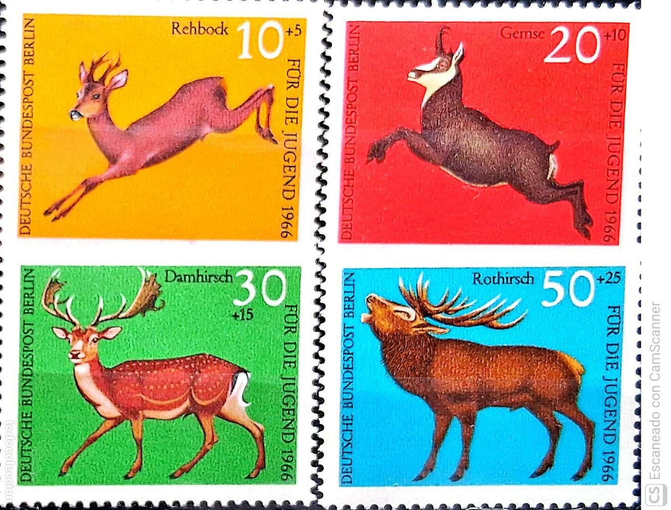 Sellos: Berl&iacute;n. 253/56 C&eacute;rvidos. 1966. Sellos nuevos y numeraci&oacute;n Yvert.