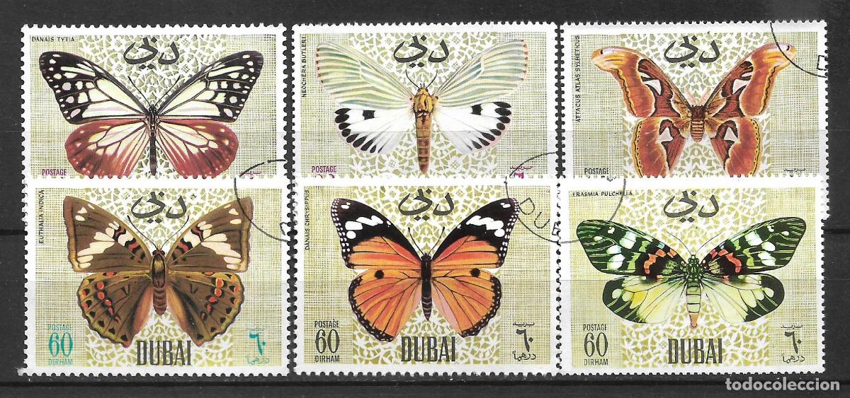 Sellos: dubai 6 sellos usado mariposas - 19/15