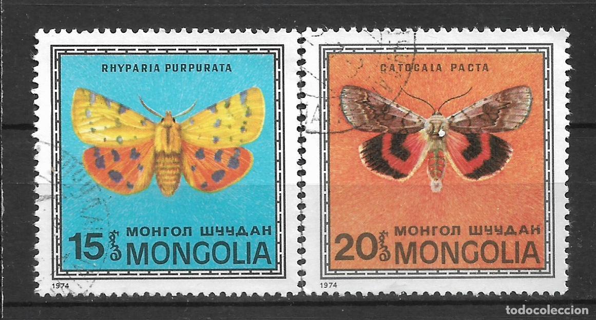 Sellos: mongolia 2 sellos usado mariposas - 19/15