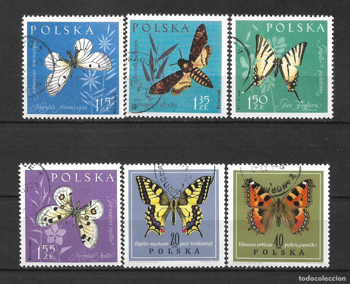 Sellos: polonia 6 sellos usado mariposas - 19/15