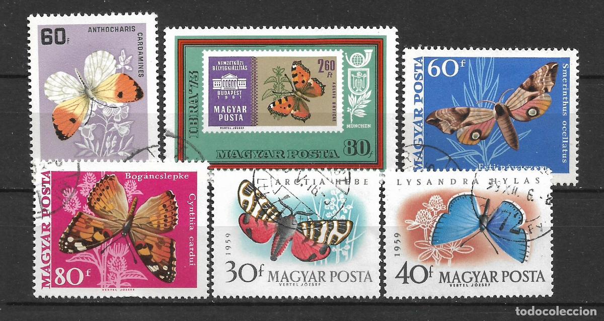 Sellos: hungria 6 sellos usado mariposas - 19/16