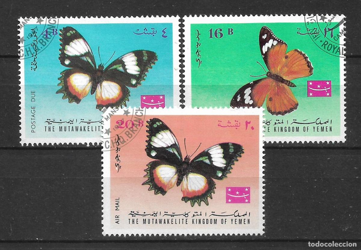 Sellos: yemen 3 sellos usado mariposas - 19/16