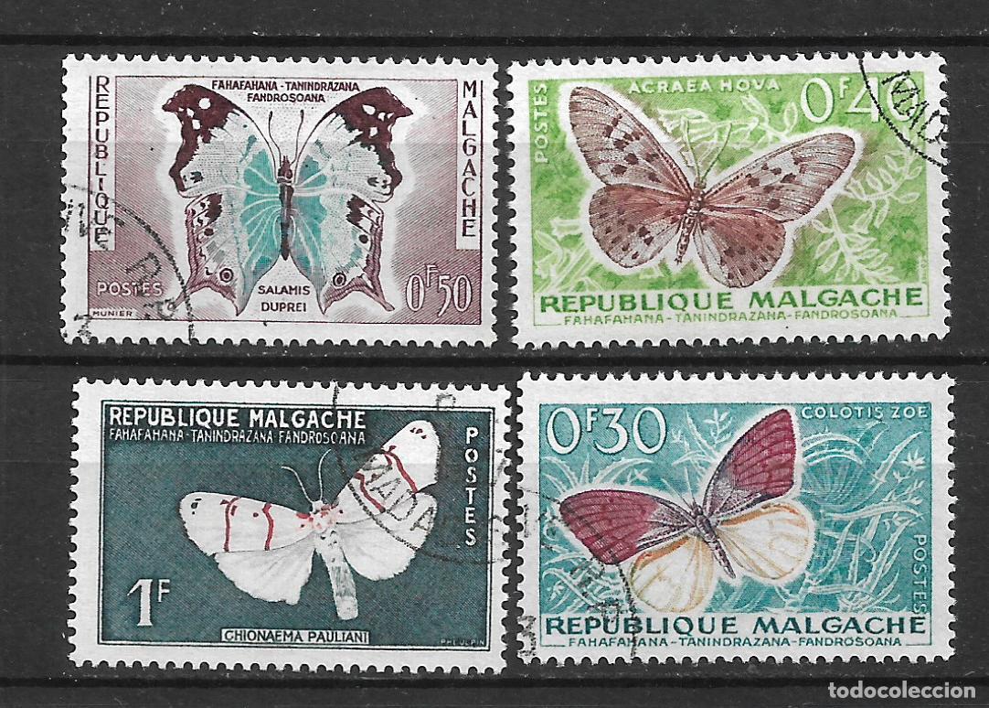 Sellos: republica malgache 4 sellos usado mariposas - 19/16