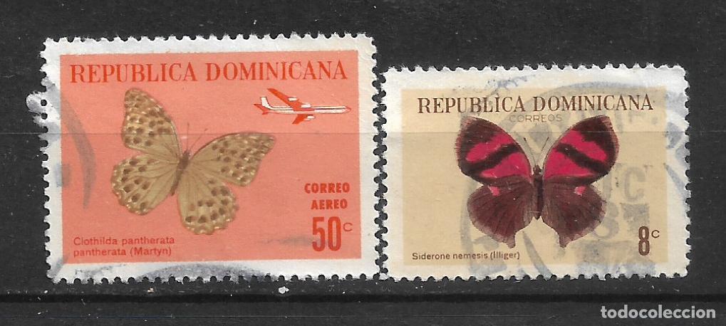 Sellos: republica dominicana 2 sellos usado mariposas - 19/16