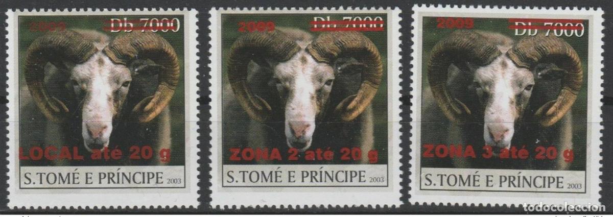 Sellos: Santo Tom&eacute; y Pr&iacute;ncipe 2008/2009 Mi. 3998 - 4004 ovejas Schaf sheep Faune 3 val.