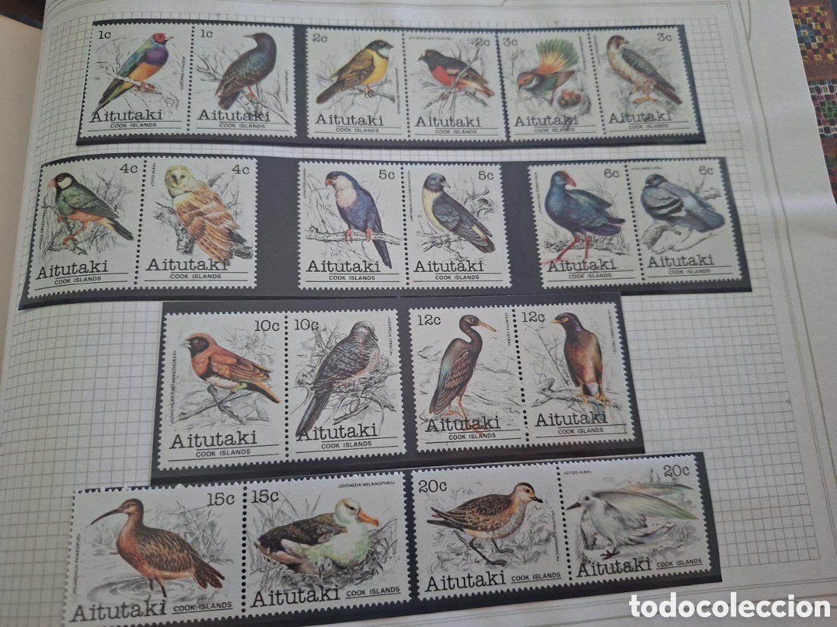 Sellos: AITUTAKI - Serie completa 36 sellos AVES - Cook Islands - Nuevos - Filatelia