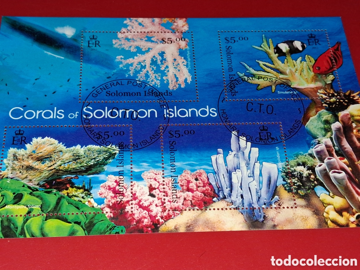 Sellos: HB Salomkn mtdo 2012. Corales. Arrecife. Fauna, vida marina. Pescado. Peces. Naturaleza.