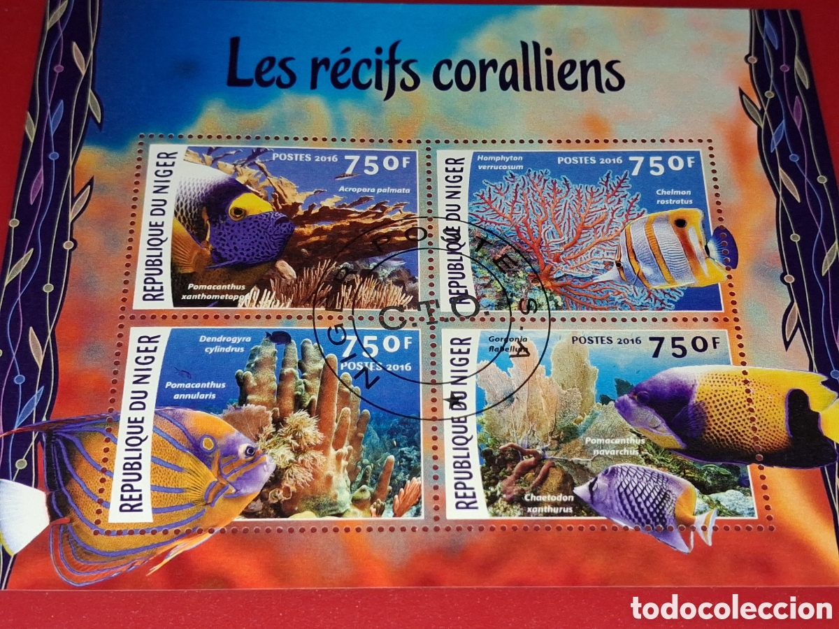 Sellos: HB Niger mtdo 2016. Corales. Arrecife. Fauna, vida marina. Pescado. Peces. Naturaleza.