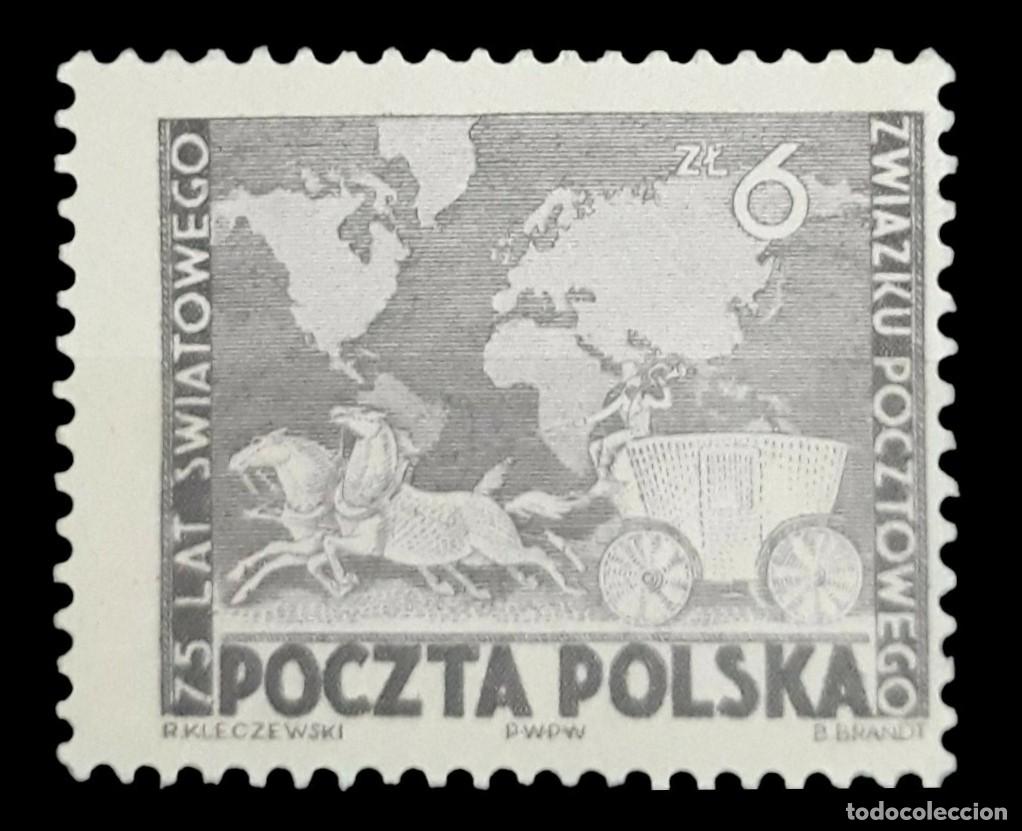 Sellos: POLONIA 1949 Caballos - Centenario de la Uni&oacute;n Postal Universal. NUEVO - MH *