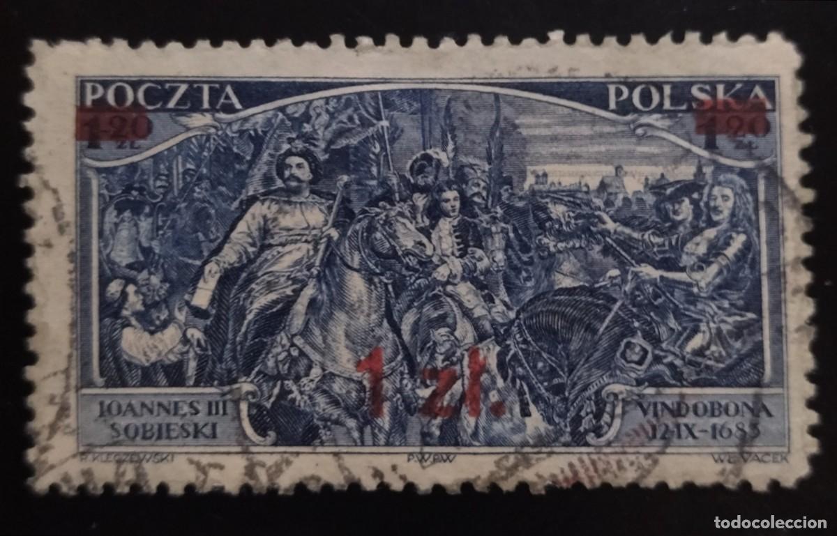 Sellos: POLONIA 1934 Sobrecargado - Caballos. USADO.
