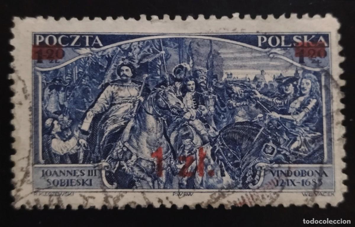 Sellos: POLONIA 1934 Sobrecargado - Caballos. USADO.
