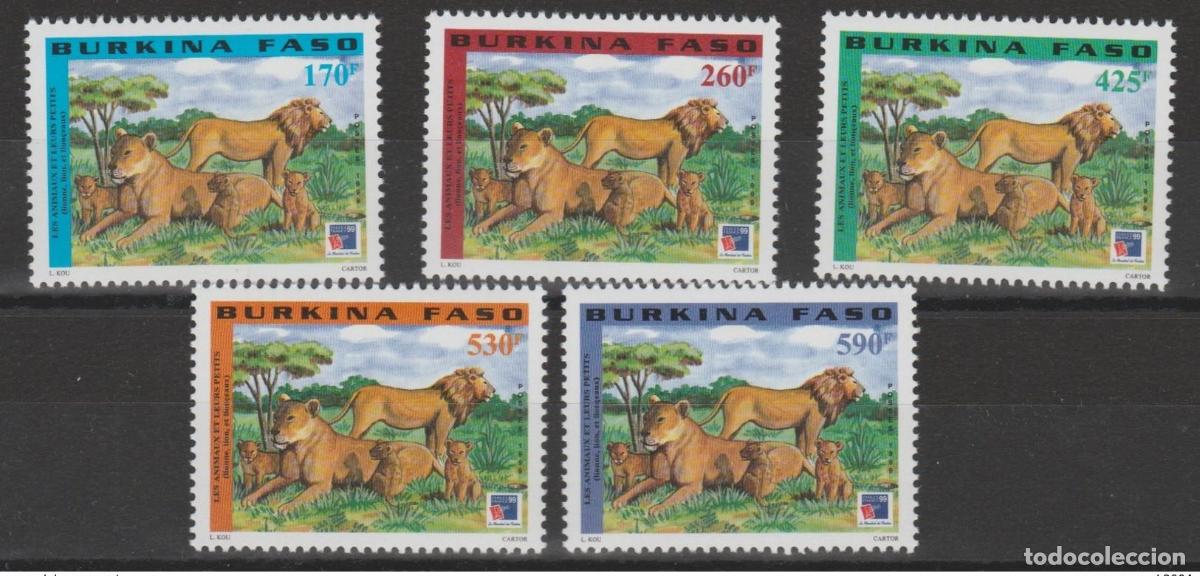 Sellos: Burkina Faso 1999 Mi. 1623 - 1627 Philexfrance Lions L&ouml;wen Wildlife 5 val.