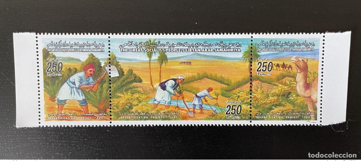 Sellos: Libia 2001 Mi. 2764 - 2766 Proyecto de desertificaci&oacute;n Camellos Kamel Camels Wildlife