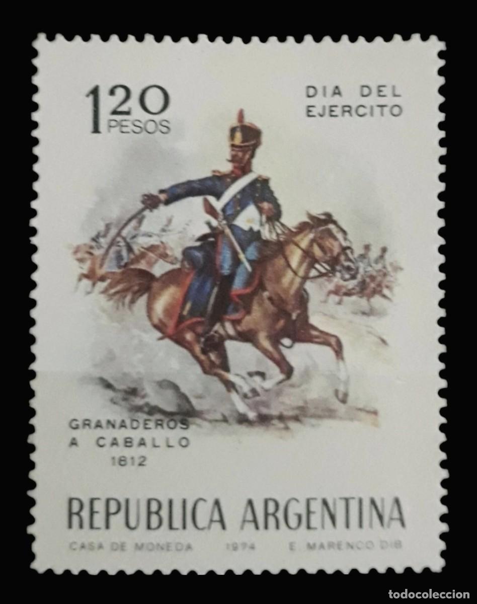 Sellos: ARGENTINA 1974 Caballos - D&iacute;a del ej&eacute;rcito. NUEVO - MNH