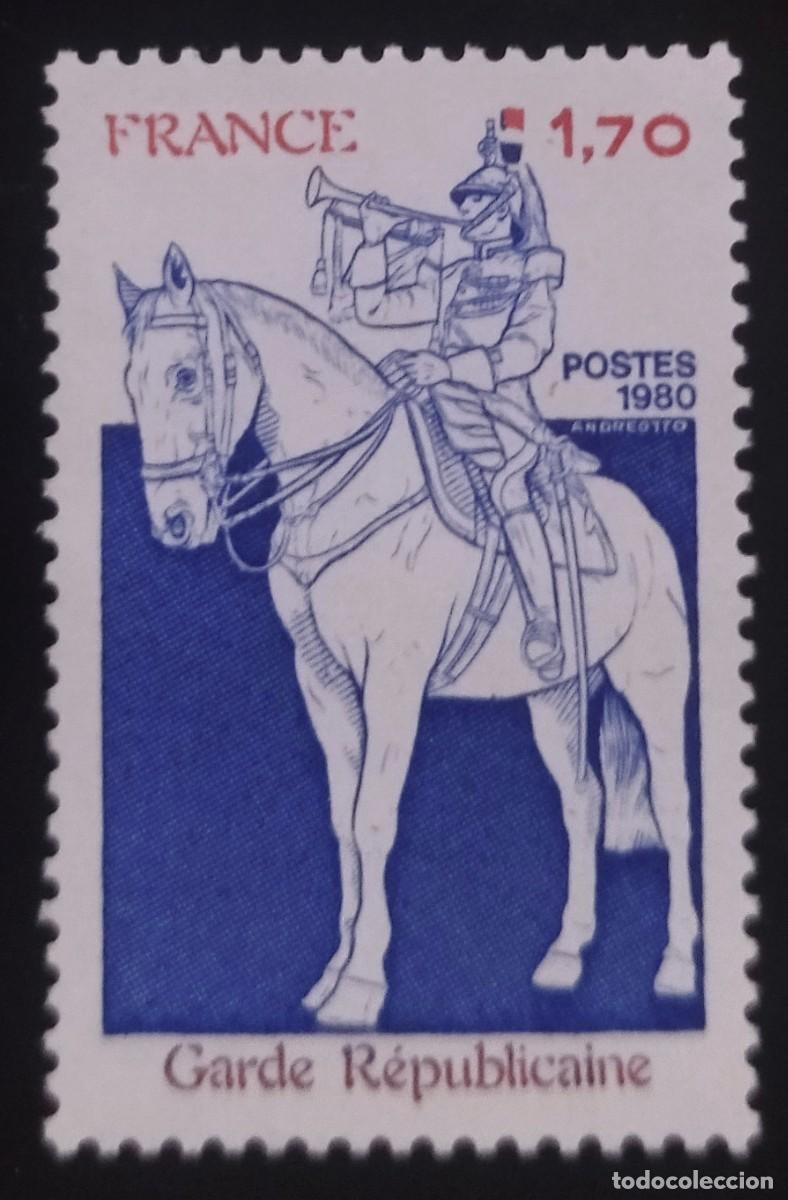 Sellos: FRANCIA 1980 Caballos - Centenario de la Guardia Republicana. NUEVO - MNH.