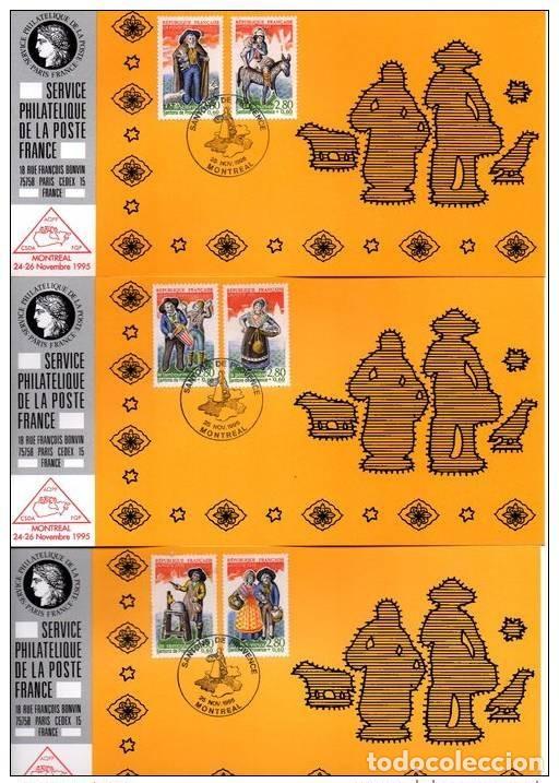 Sellos: 137ABC Mapa oficial de la Exposici&oacute;n Internacional Montreal 1995 FDC Santons Donkey