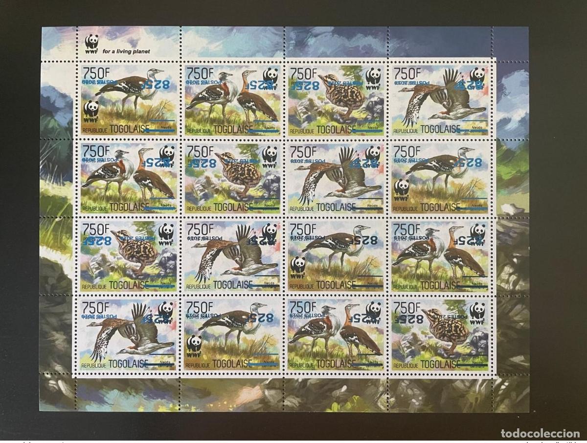 Sellos: Togo 2014/2019 ERROR SOBREIMPRESI&Oacute;N INVERTIDA Vida silvestre P&aacute;jaros V&ouml;gel Panda WWF