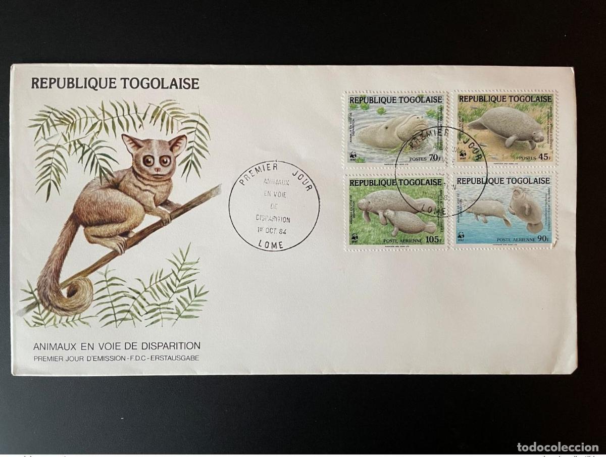 Sellos: Togo 1984 Mi. 1763 - 1766 FDC LOCAL WWF Los animales de manat&iacute;es estaban en peligro extinci&oacute;n