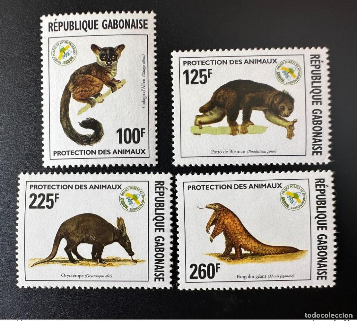 Sellos: Gab&oacute;n 1996 Mi. 1309-1310 Fauna G&aacute;lago de Allen Orict&eacute;ropo Pangol&iacute;n