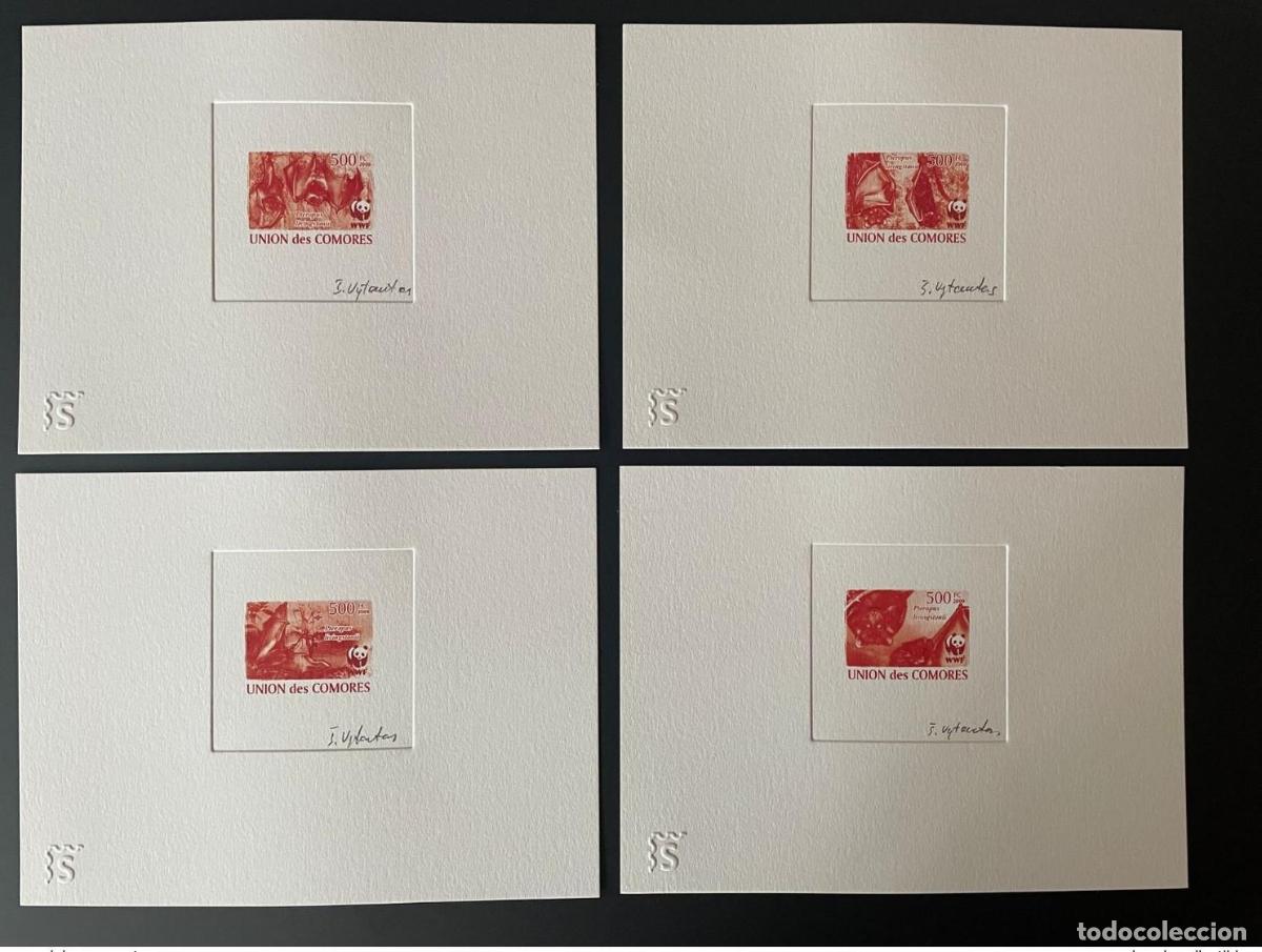 Sellos: Comoras 2009 Artist's Proof Mi. 1537 - 1540 WWF Red Bat Panda