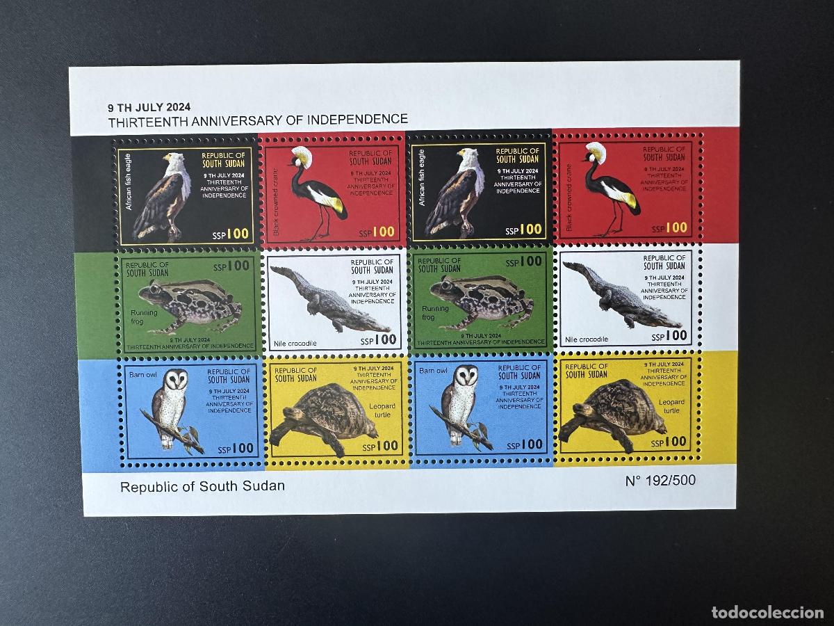 Sellos: Sud&aacute;n del Sur 2024 Mi. 41 - 46 Fauna Aves presas ranas b&uacute;hos P&aacute;jaros V&ouml;gel