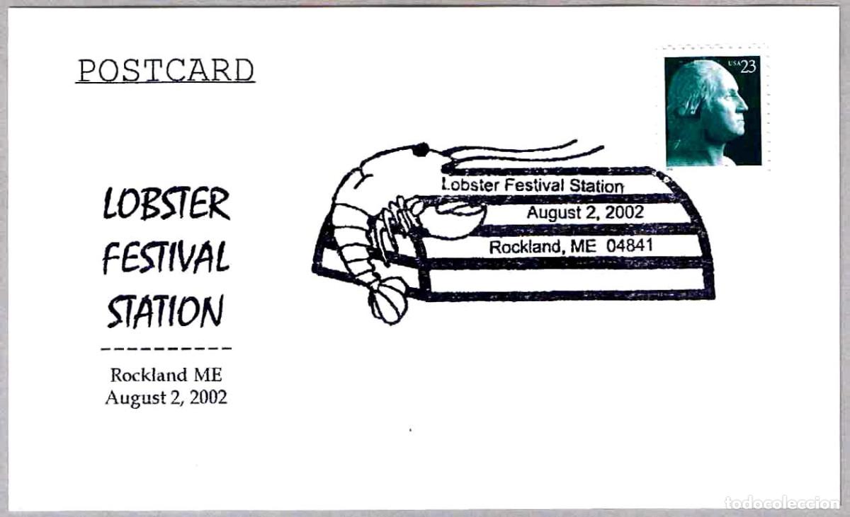 Sellos: Matasellos FAUNA - LOBSTER FESTIVAL STATION - LANGOSTA. Rockland ME, Estados Unidos, 2002