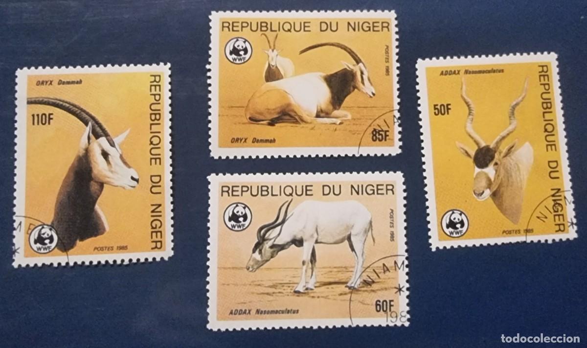 Briefmarken: 4 SELLOS USADO NIGER 1985 FAUNA ANTILOPE ADAX, ORYX